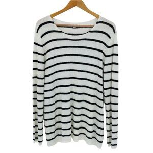 August Mist boutique striped tunic length sweater with patch elbows size xlarge